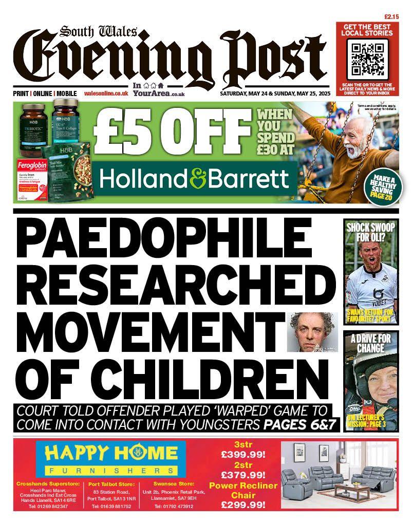 Front page of South Wales Evening Post