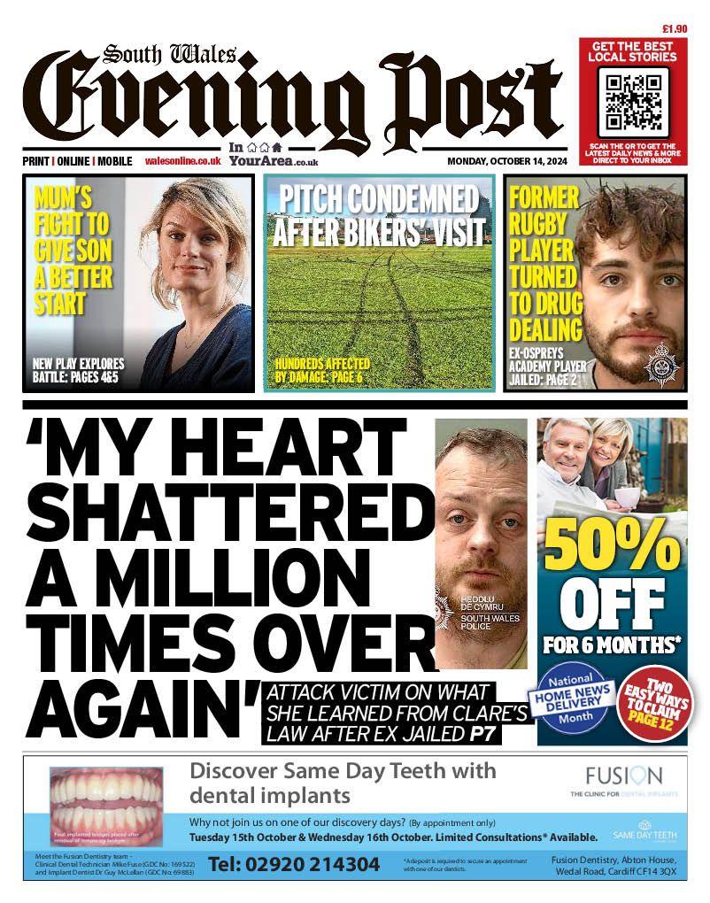 South Wales Evening Post front page