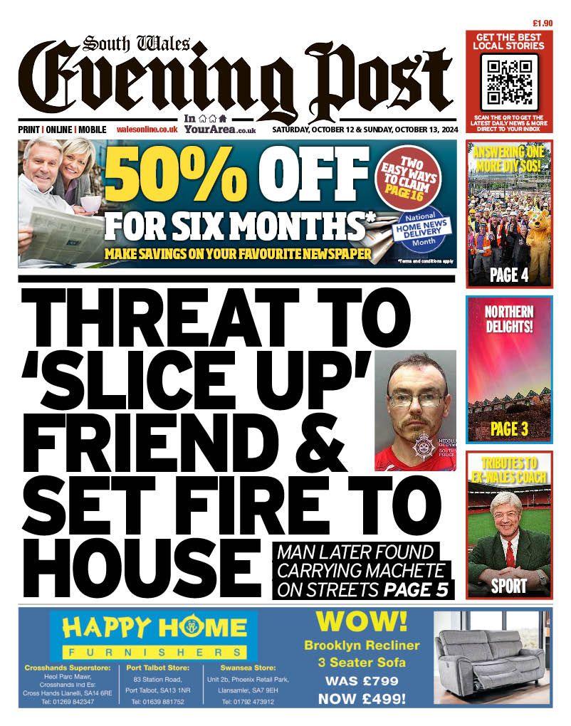 South Wales Evening Post front page