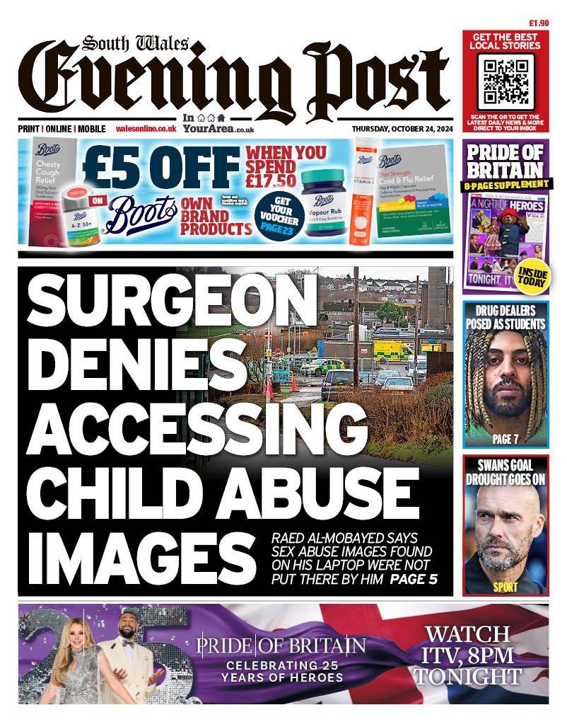 South Wales Evening Post front page