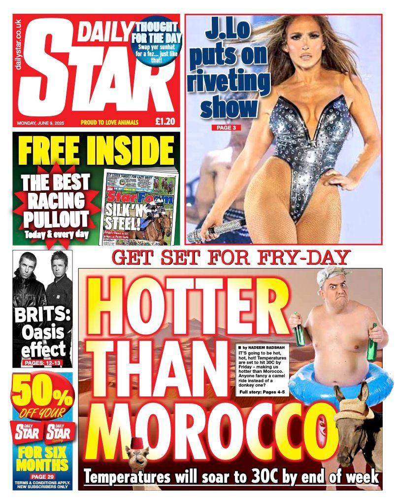 The headline on the front page of the Daily Star reads: "Hotter than Morocco".