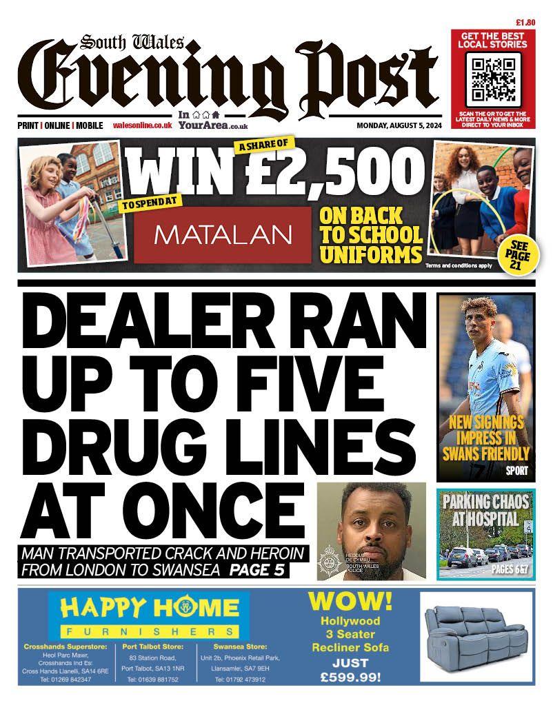 South Wales Evening Post front page