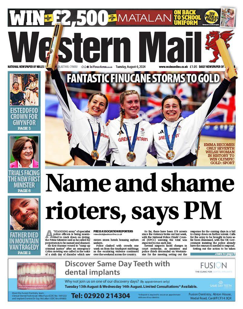 Front page of the Western Mail 