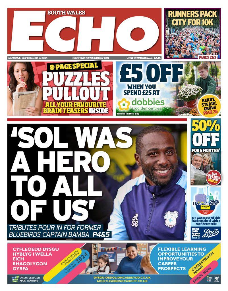 South Wales Echo front page
