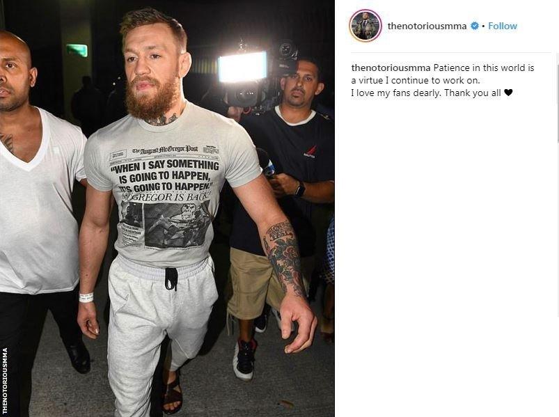 Conor McGregor's Instagram post