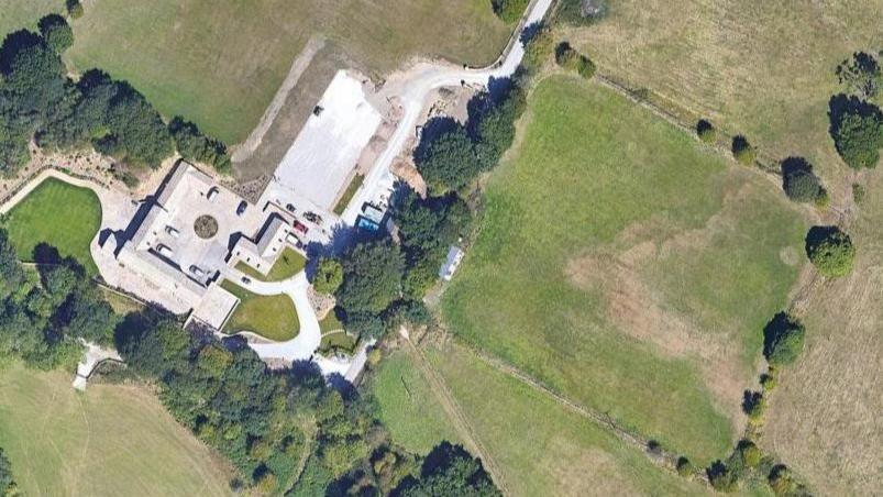 An aerial view of the square of land being used by Forest Dogs, opposite a property in Sheffield