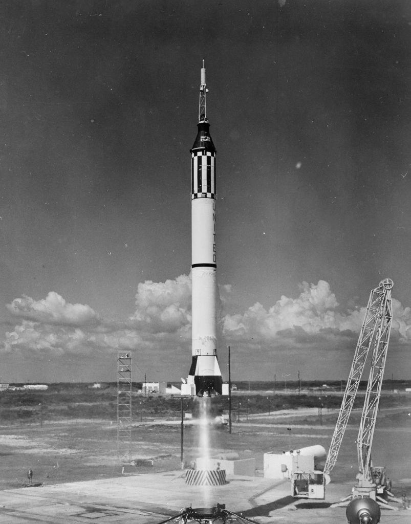 Launch of the United States' first manned spaceflight.
