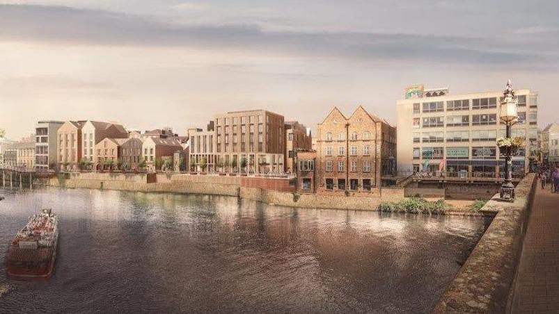 A design of how the new buildings could look in Coney Street, along the riverfront