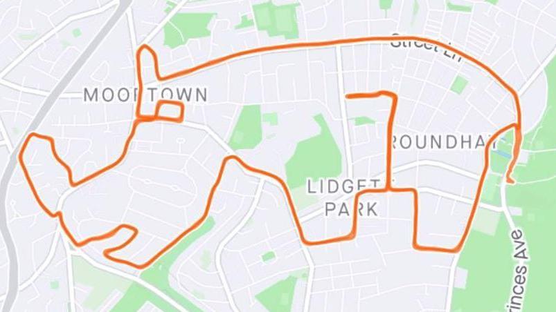 Rhino-shaped run route