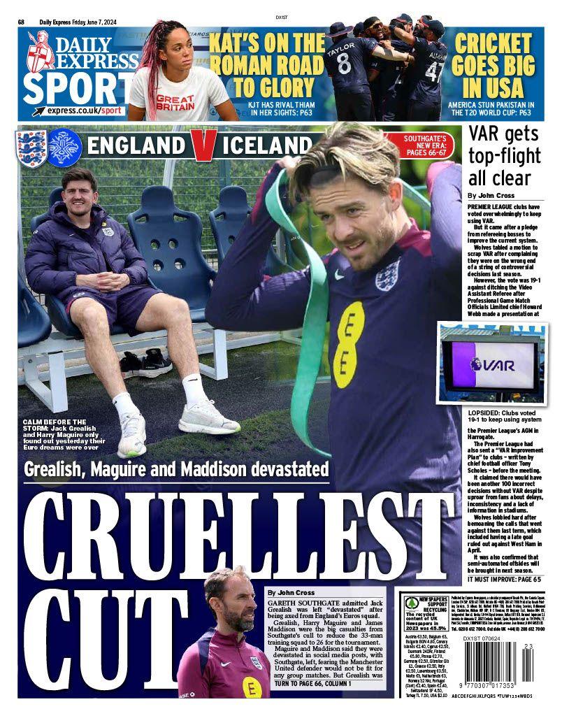 Back page of Friday's Express