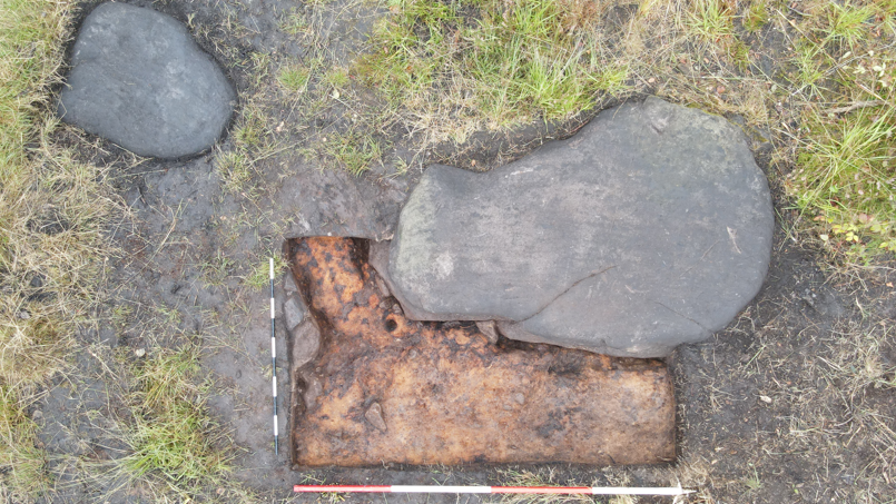 Excavation around one of the other stones associated with the Farley Moor stone circle complex