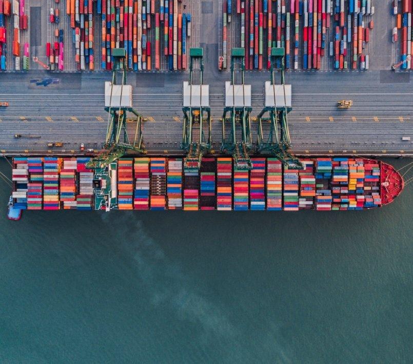 Container ship loading.