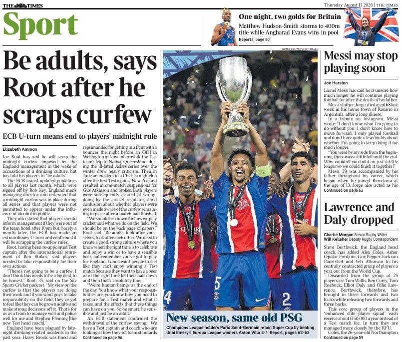 The Times back page