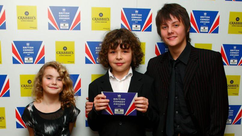 Right to left: Ramona Marquez, Daniel Roche and Tyger Drew-Honey at the British Comedy Awards in 2009