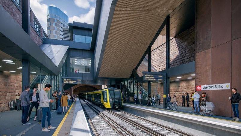 A CGI image showing plans for the Liverpool Baltic train station