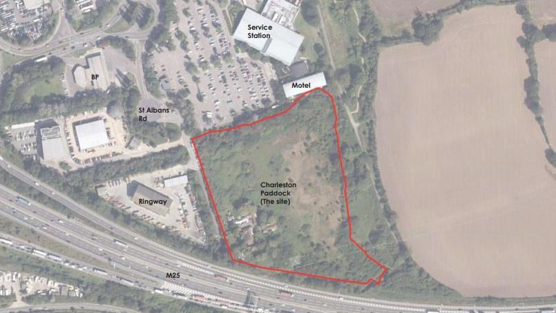 Map of the site for the proposed new South Mimms warehouse