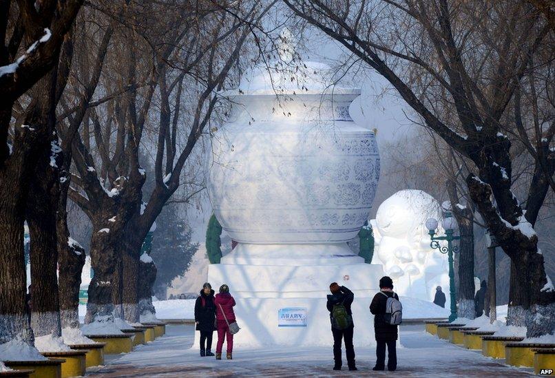 A giant sculpture of a vase