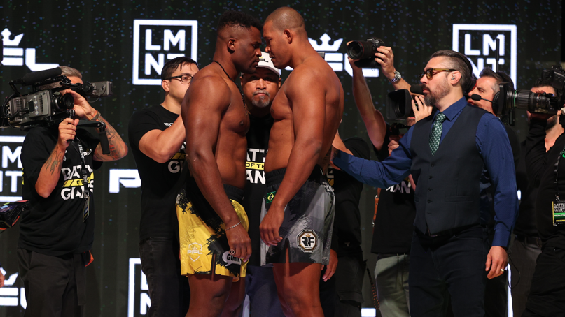 Francis Ngannou vs Renan Ferreira: Heavyweights clash at heated weigh-in - BBC Sport