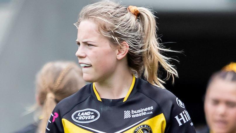 Rugby League - Betfred Women's Challenge Cup Semi Final - St Helens v York Valkyrie - Eco-Power Stadium, Doncaster, England - York's Emma Kershaw dejected after St Helens score a try.