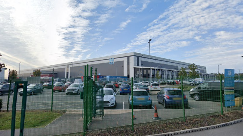 A Google image of a large white building which is the Co-op distribution centre in Pinxton, Derbyshire