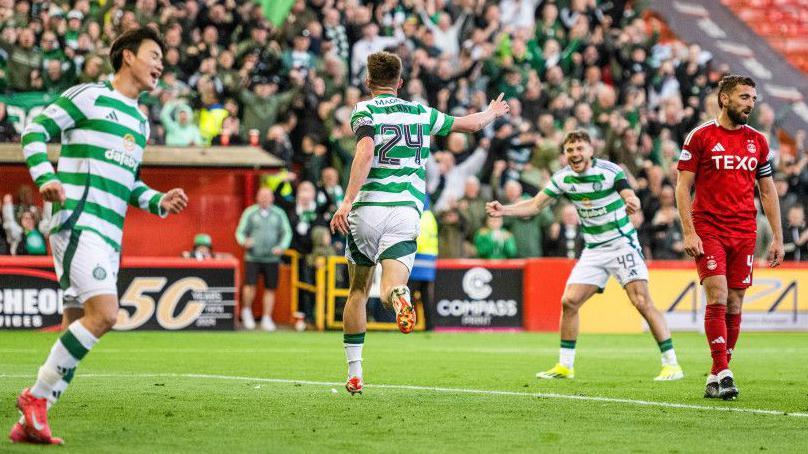 Celtic's Johnny Kenny celebrates scoring against Aberdeen