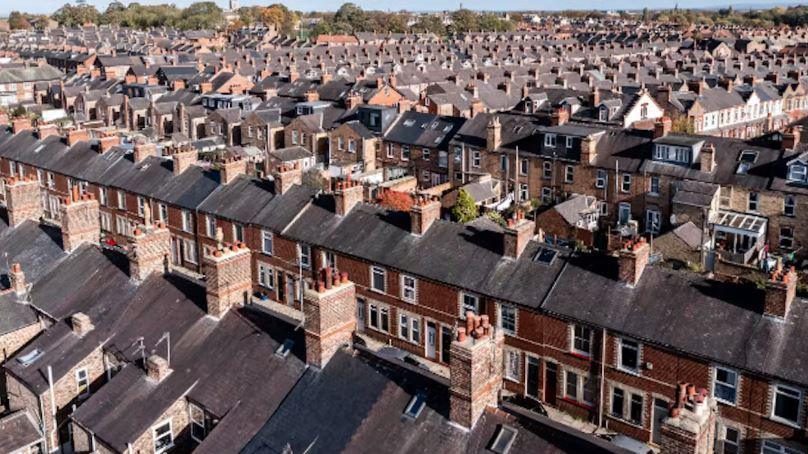 Aerial view of homes in Derby