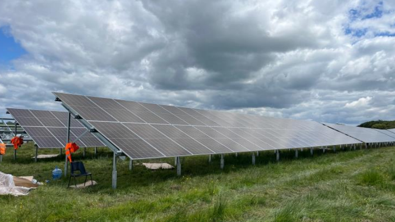 Solar panels on a gloomy day