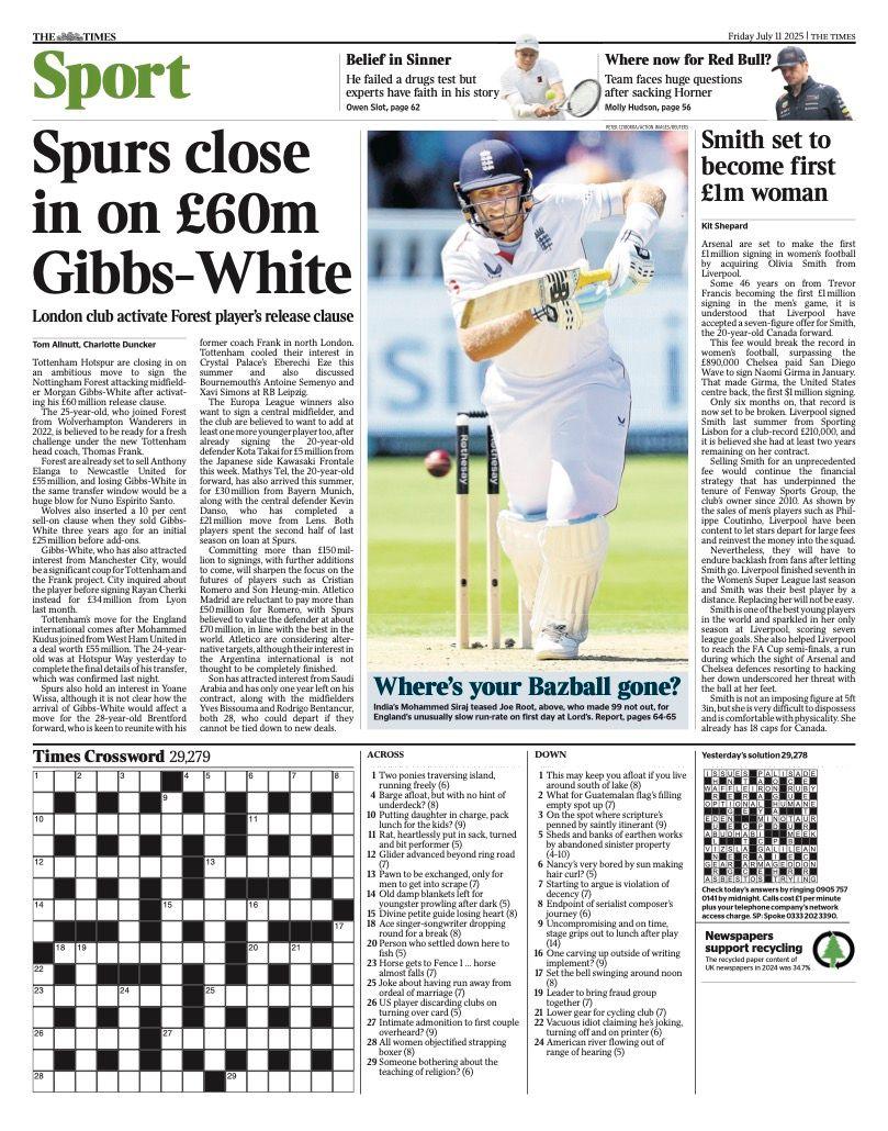 The Times back page