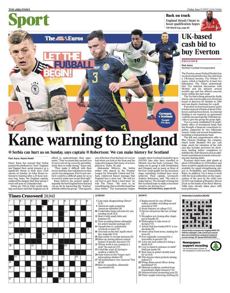 The back page of The Times