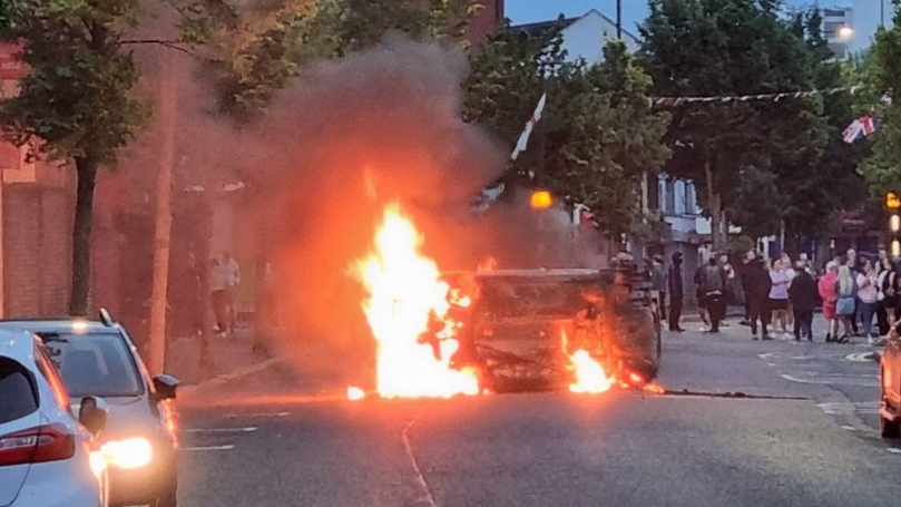 Vehicle on fire in south Belfast