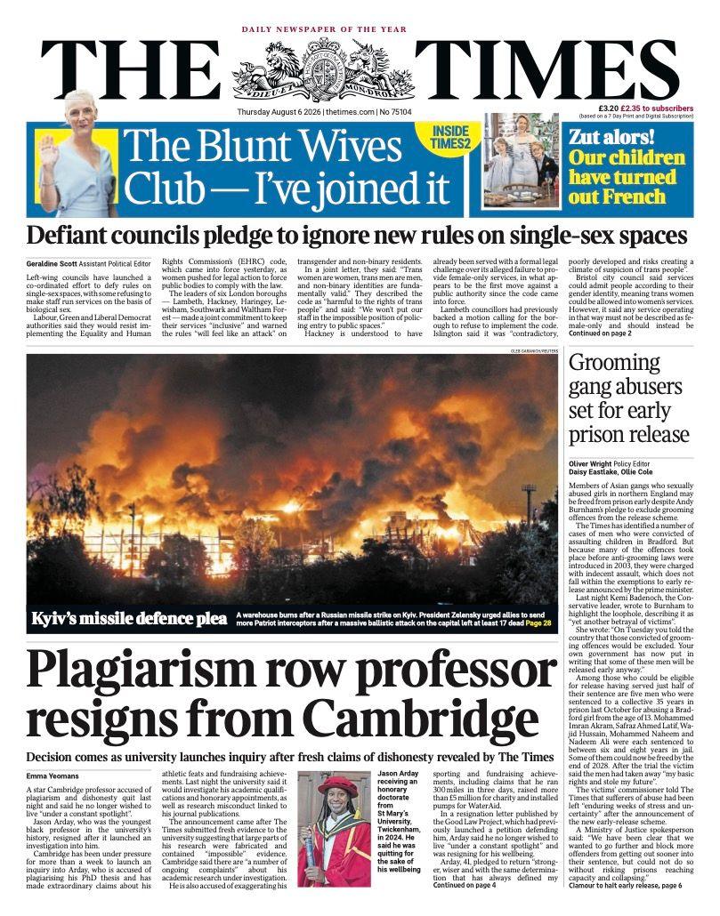 Plagiarism row professor Jason Arday resigns from Cambridge University just hours after investigation into tall claims about his life story; West End stab rampage leaves four injured