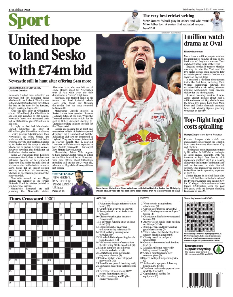 The Times back page