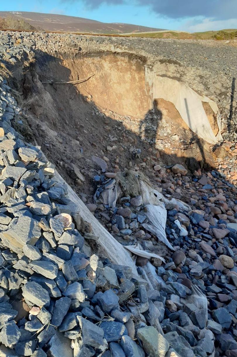 Damaged sea defences at Lothbeg