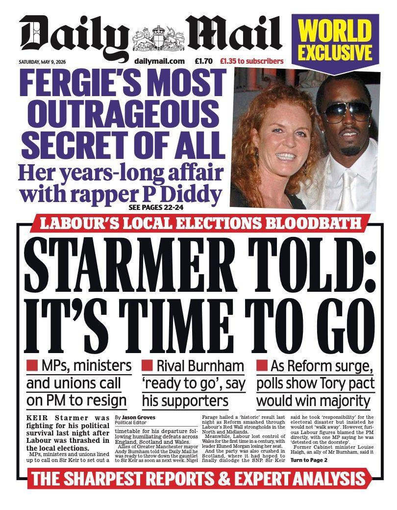 “Starmerit i tha: Është koha për të ikur”, shkruhet në titullin kryesor në faqen e parë të Daily Mail.