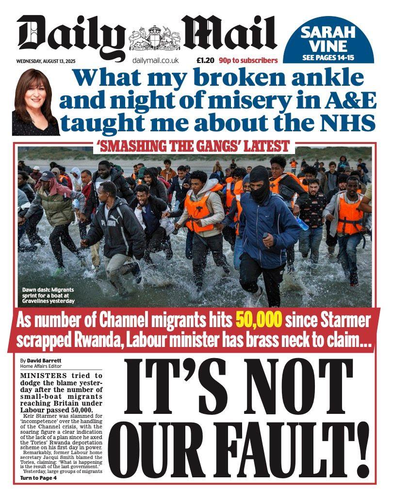 The headline on the front page of the Mail reads: “It's not our fault!”