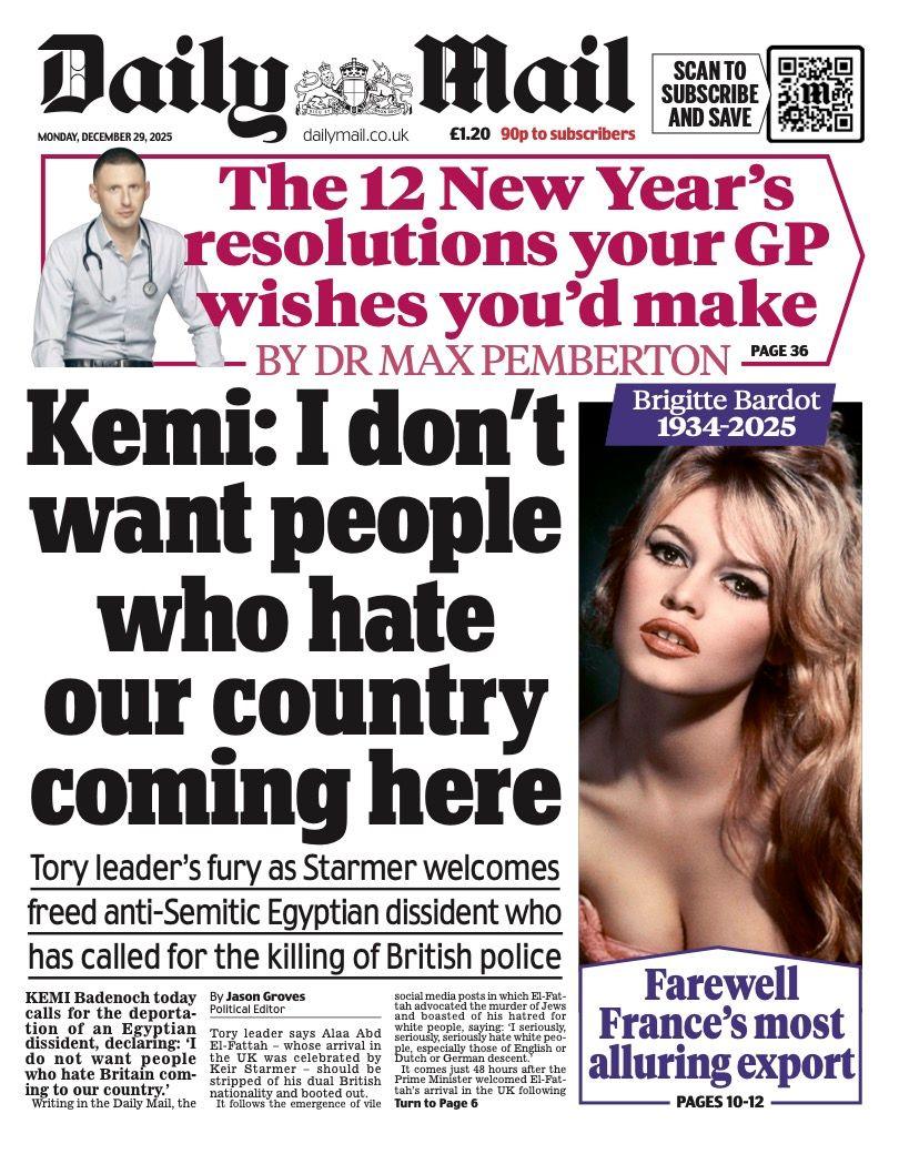 Titulli i gazetës Daily Mail thotë: "Kemi: Nuk dua që njerëz që e urrejnë vendin tonë të vijnë këtu."