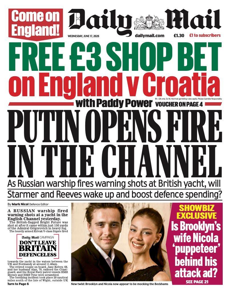 Newspaper Headlines Scary Clash In Channel And Oh Frigate BBC newspaper-headlines-scary-clash-in-channel-and-oh-frigate-bbc