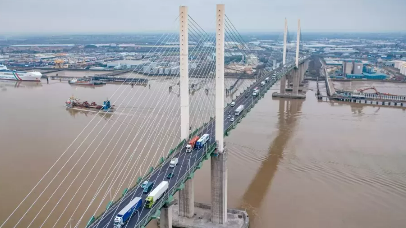 An aerial picture of the QE2 bridge