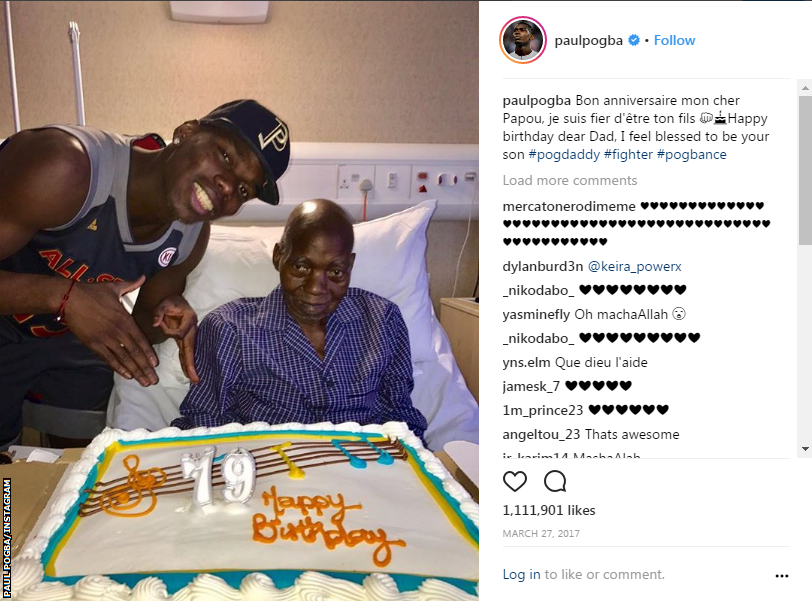 Pogba posted this picture of himself with his father on Instagram in March 2017