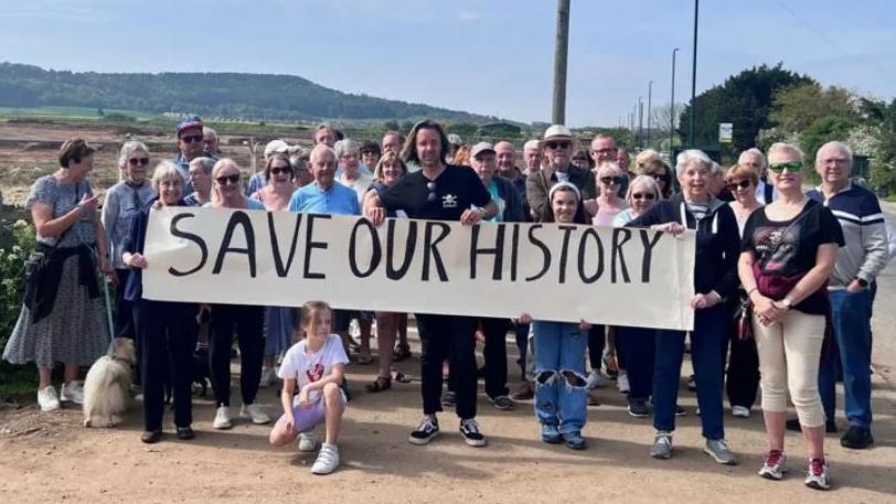 Protesters at the site of the development