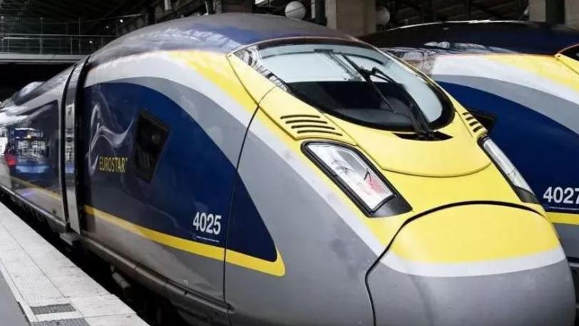 A Eurostar train on a platform