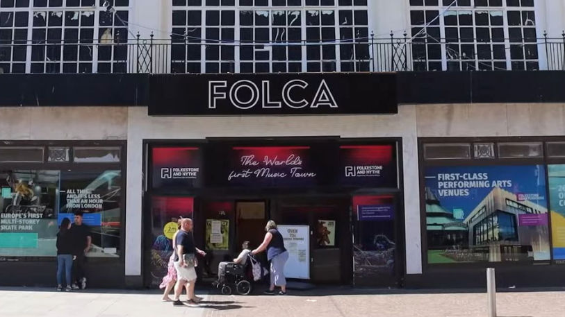 Outside view shows former Debenhams building now known as Folca