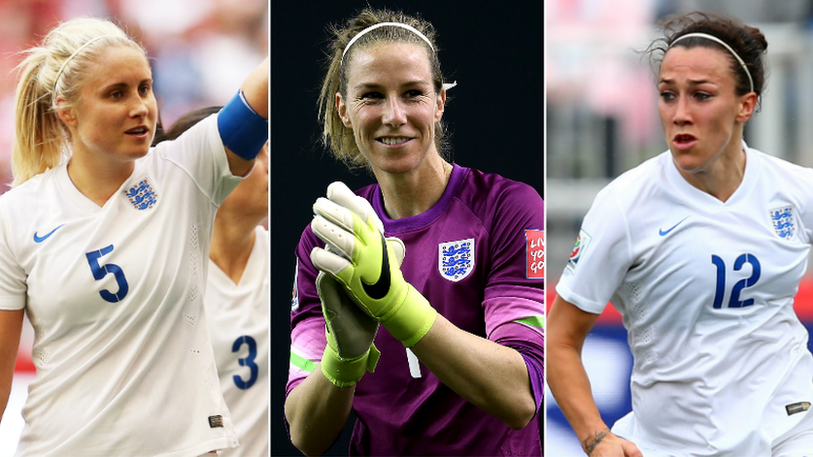 Steph Houghton, Karen Bardsley and Lucy Bronze