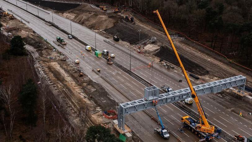 View of road works on the M25 