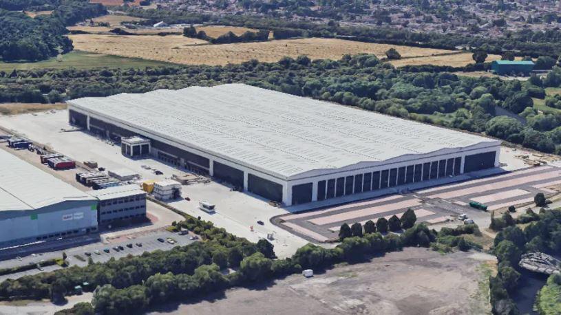 Aerial view of the JD Sports warehouse in Derby