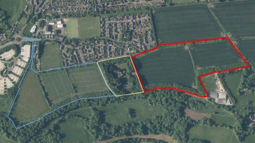 Aerial view of the South Stoke plateau where the houses were planned for