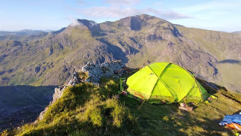 Tent perched on clifftop