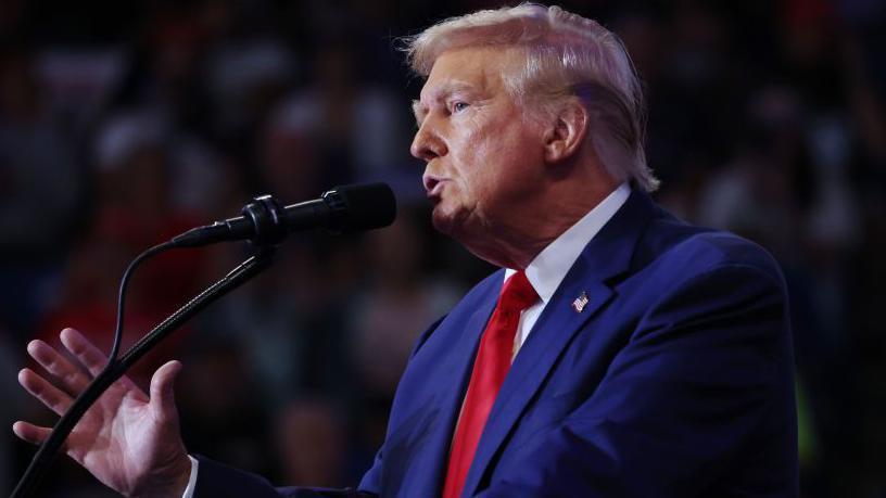 Former President Donald Trump speaks at a campaign rally in Pennsylvania.