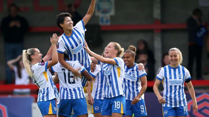 Kiko Seike scoring for Brighton on her debut