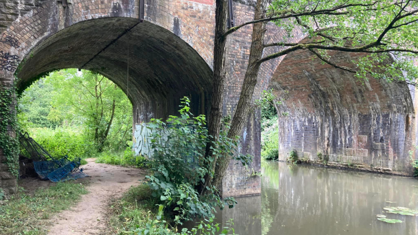 Section Of Path Along The River Frome Under The Network Rail Bridge